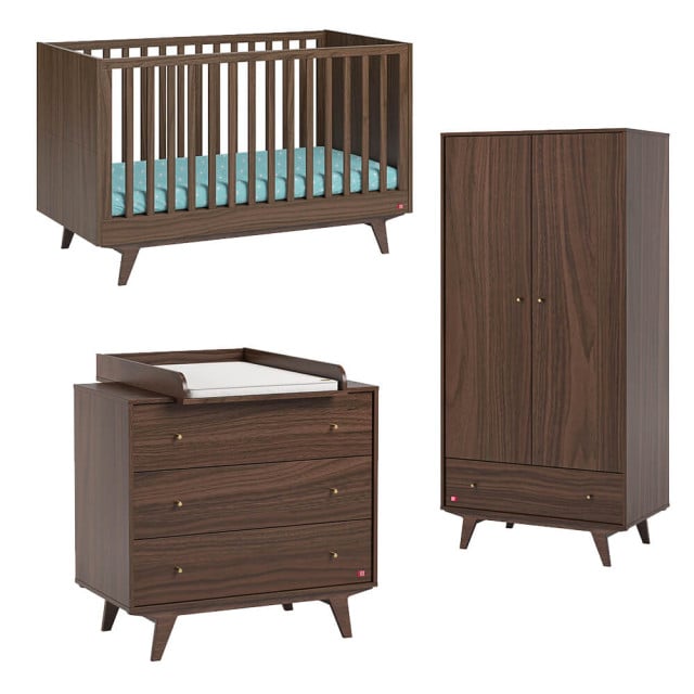Chambre complète bébé évolutive | Finition bois noyer | Mid Vox