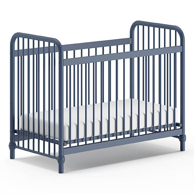 Lit bébé Bronxx bleu, métallique avec barreaux, taille 60x120 | Vipack | BRBB6007