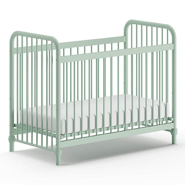 Lit bébé Bronxx en métal, couleur Olive Green Mat, taille 60x120 | Vipack | BRBB6093