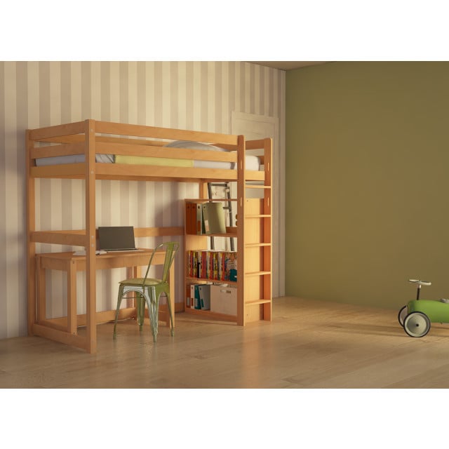Lit mezzanine 1 place en bois massif pour enfant 100% écologique · Kidsgreen