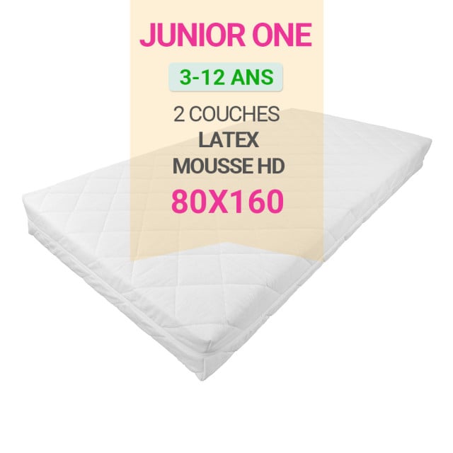 Matelas 80x160 cm enfant Junior One adapté pour lits enfant et lits cabane