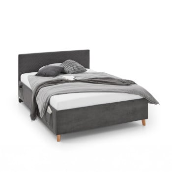 Lit matelassé tissu gris anthracite 120x200 Cool