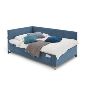 Lit banquette matelassé tissu bleu 140x200 Cool