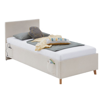 Lit matelassé tissu beige 90x200 Cool