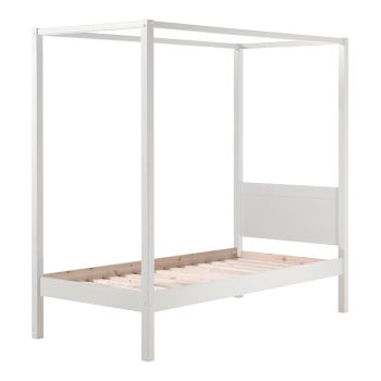 Lit baldaquin 90x200 blanc Milo