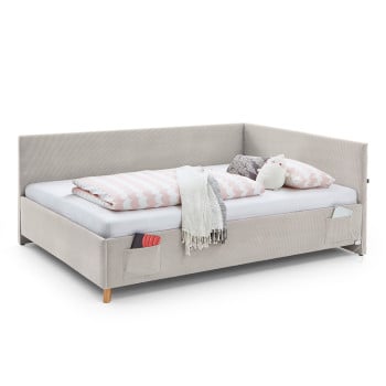 Lit banquette matelassé tissu beige 140x200 Cool