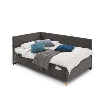 Lit banquette matelassé tissu gris anthracite 90x200 Cool