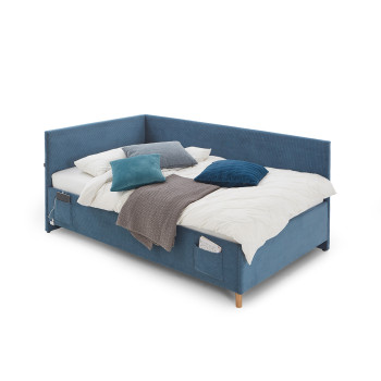 Lit banquette matelassé tissu bleu 90x200 Cool