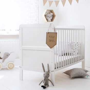 Lit Bébé Taille 70x140 Blanc Hampton Évolutif - Woodies