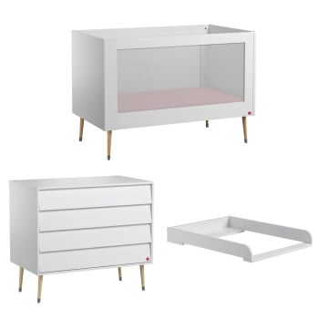 Lit bébé blanc avec commode à langer Bosque Vox