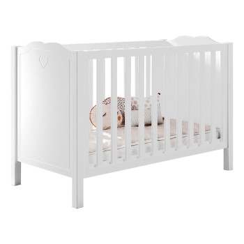 Lit bébé coeur blanc 60x120 Amori