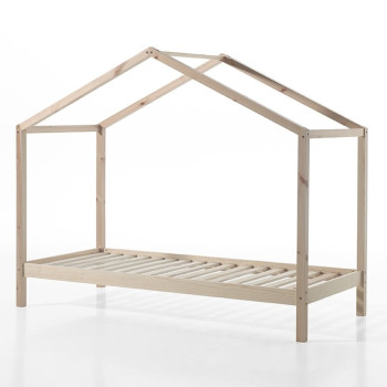 Lit Cabane Naturel Avec Voilage Dally - DACOZH1002 - Vipack