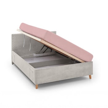 Lit coffre matelassé tissu beige 120x200 Cool