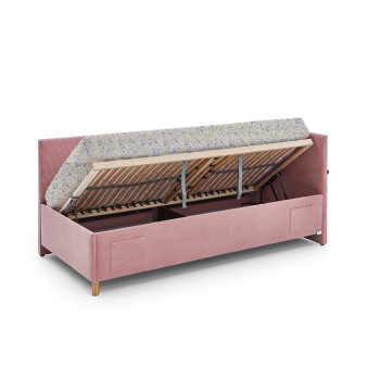 Banquette lit coffre matelassé tissu rose 90x200 Cool