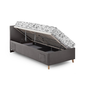 Lit coffre matelassé tissu gris anthracite 90x200 Cool