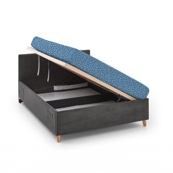 Lit coffre matelassé tissu gris anthracite 120x200 Cool
