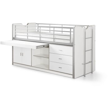 Lit mi-hauteur combiné avec bureau Ugo blanc