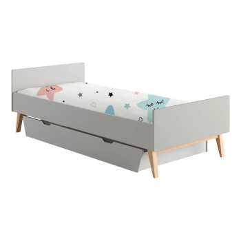 Lit enfant pour matelas 90x200 bois et gris Swing