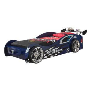 Lit en forme de voiture de course bleu Grand Turismo