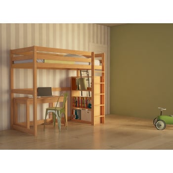 Lit mezzanine 1 place en bois massif pour enfant 100% écologique