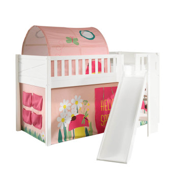 Lit toboggan blanc Scott avec tente de lit + tunnel Spring