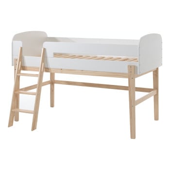 Lit mi-hauteur pour enfant blanc Kimy