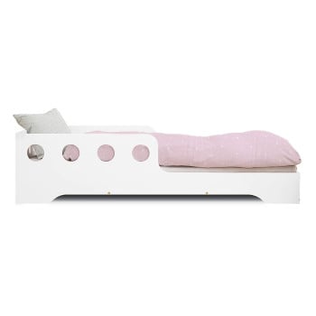 Lit enfant avec barrière blanc couchage 90 Tila blanc