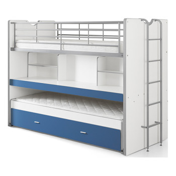 Lit superposé combiné avec bureau Ugo bleu