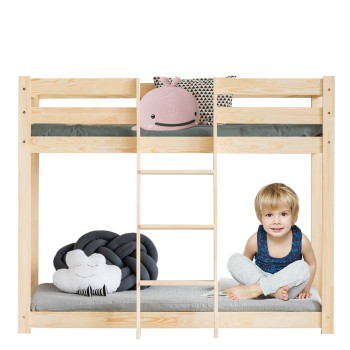 Lit superposé compact Adeko CLP de faible hauteur doté d'une échelle inclinée au centre pour matelas 80