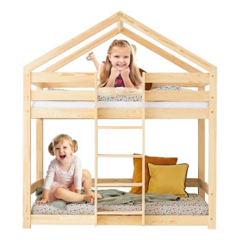 Lit superposé en forme de cabane Adeko DMPN pour matelas 80