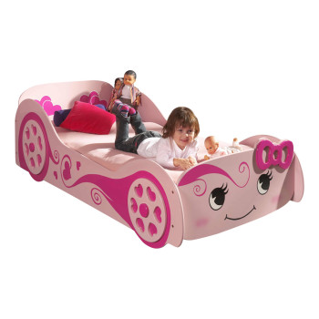 Lit voiture fille rose Love