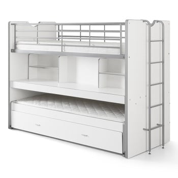 Lit superposé combiné avec bureau Ugo blanc