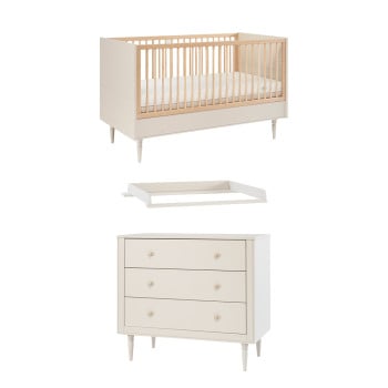Pack Duo chambre bébé Petite Lune champagne avec lit bébé 60x120 + commode à langer