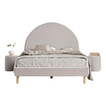 Pack lit enfant 2 places + set de poufs gris Moon