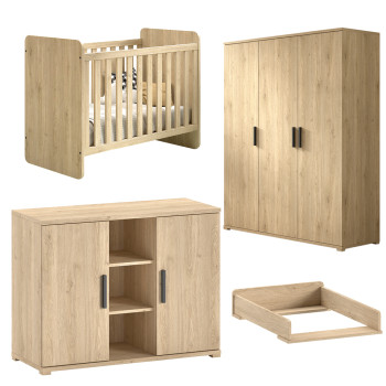 Trio king-size chambre bébé décor chêne Sam