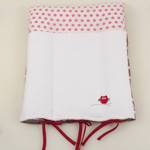 Matelas à langer Hibou avec motif hibou brodé et tissu à pois, idéal pour le change de bébé - Pony Design