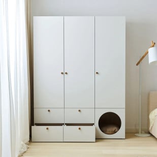 Armoire 3 portes avec ouverture circulaire et 2 tiroirs RELI