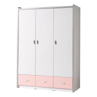 Armoire chambre enfant 3 portes Ugo rose