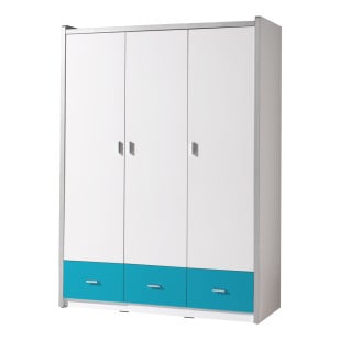 Armoire chambre enfant turquoise 3 portes Ugo