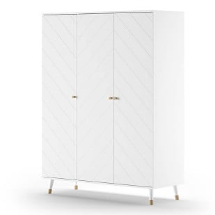 Grande Armoire Billy 3 Portes : Rangement optimal et design élégant (Blanche et Dorée)