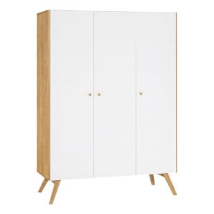 Armoire enfant Vintage Vox bois et blanc 3 portes