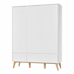Grande armoire de rangement enfant Swing bois et blanche Pinio