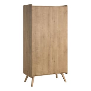Armoire enfant 2 portes en bois finition chêne de la collection Vintage Vox, au design scandinave et intemporel