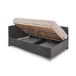 Lit coffre 120x200 Meise Möbel en tissu côtelé gris anthracite – collection Cool