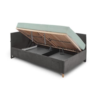 Lit coffre 140x200 Meise Möbel en tissu matelassé gris anthracite – collection Cool