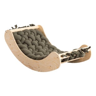 Berceau à bascule en bois pour bébé vert kaki