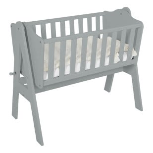 Berceau bébé bois Lea gris à bascule - Novelies