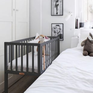 Berceau Pour Bébé 90x40 Anthracite Stardust - Meuble Woodies