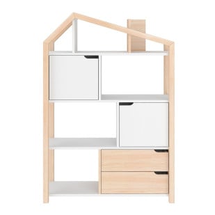 Bibliothèque cabane Phoebe bois et blanc