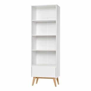 Bibliothèque meuble haut Swing bois et blanc Pinio